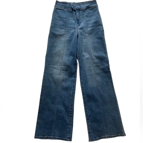 A Loves A high-waisted, wide-leg stretch denim blue jeans, size 29 - Picture 5 of 7